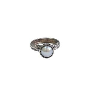 Janice Girardi JGD Sterling Silver 925 Decorative Band Pearl Ring Size 7.25-7.50